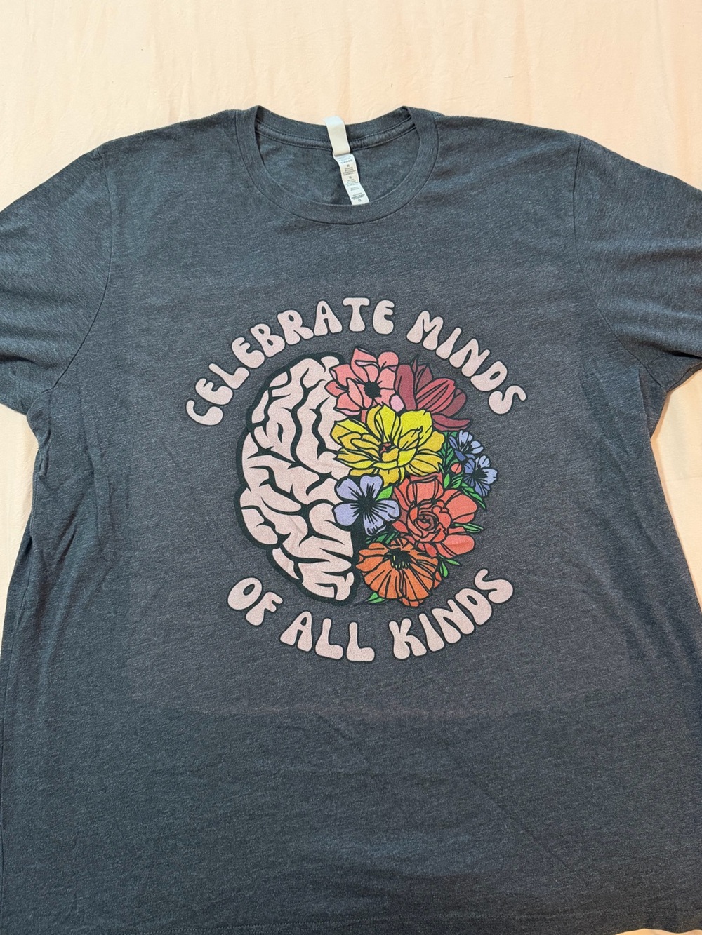 Celebrate Minds Floral Graphic Tee - Charcoal with Multicolor Print